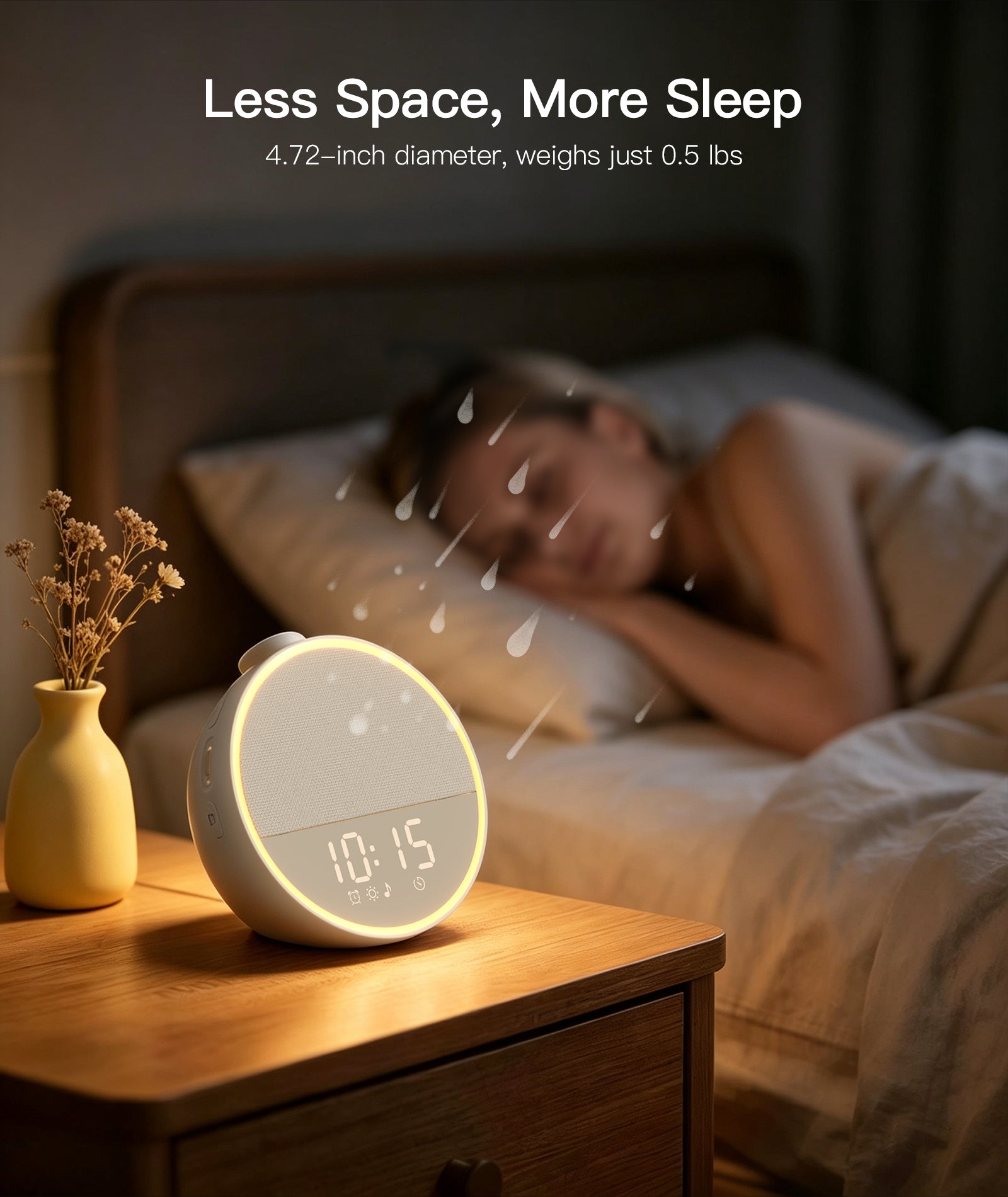 Narelu Sound Machine - Alarm Clock White Noise Sound Machine for Sleep, Night Light, 30 Soothing Sounds, 10 Gentle Alarms, Sleep Timer, Screen-Free Sleep Routine for Adults, Travel, Nightstand, Office
